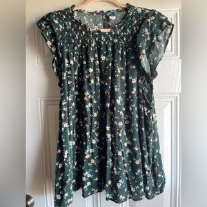 Old Navy Green Floral Blouse